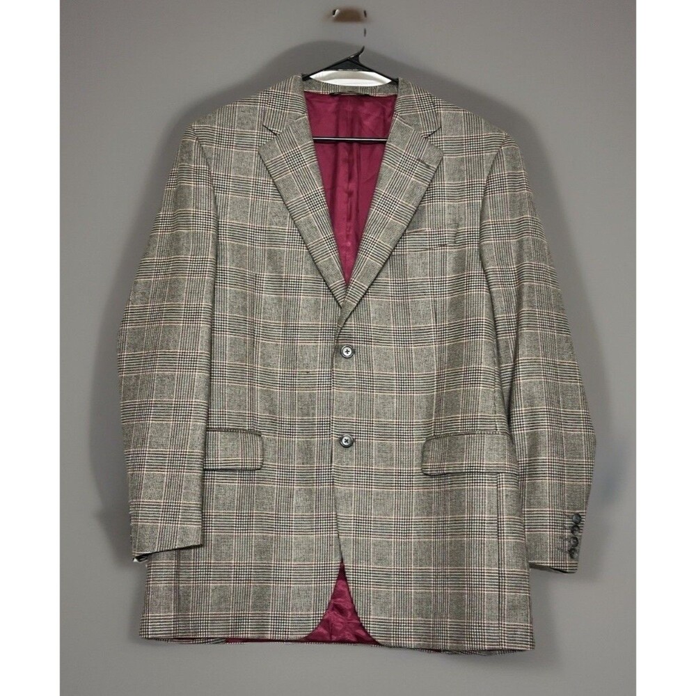 Jack Victor Men Loro Piana Grovewood Cashmere Plaid Sports Coat Sz 42L